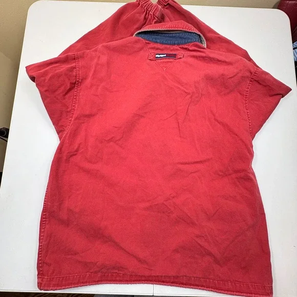Tommy Hilfiger Red Canvas Zip Jacket Mens S Flag Logo Custom Embroidery - Picture 12 of 13